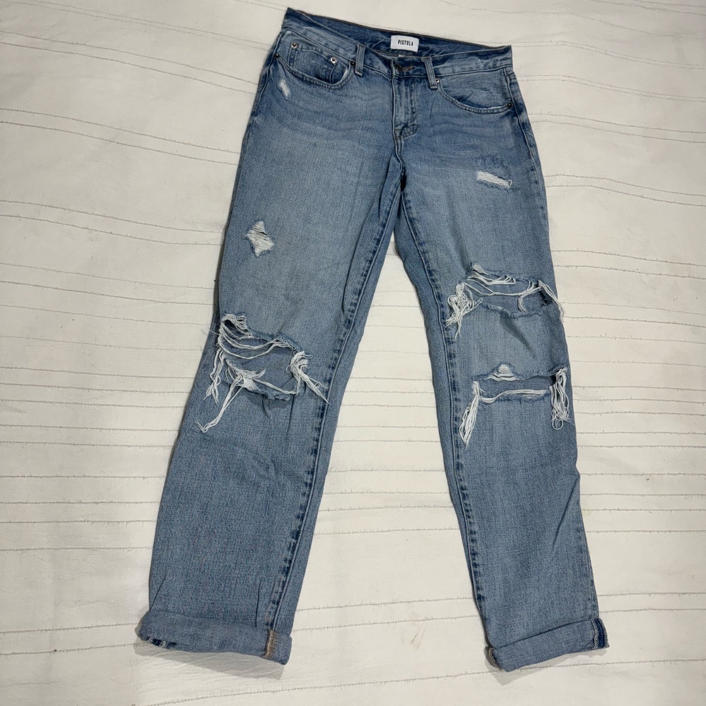 Pistola Distressed Mom Jeans